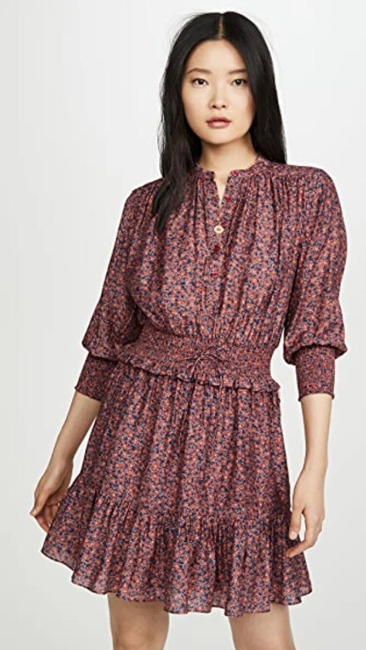 Rebecca Minkoff Chloe Smocked Floral Print Mini Dress Size S